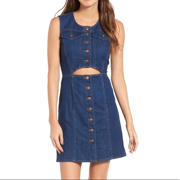 madewell button front denim dress